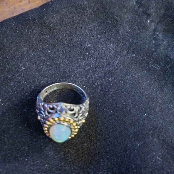 SIZE 6 HSN White Opal 18k 925 Ring - Picture 3 of 4